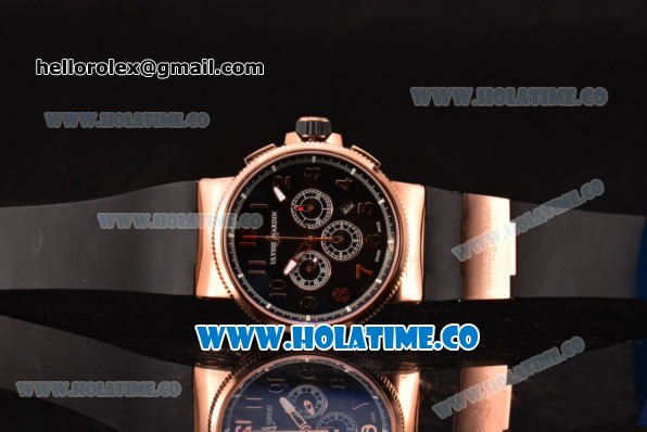 Ulysse Nardin Maxi Marine Chrono Swiss Valjoux 7750-SHG Automatic Rose Gold Case with Black Dial and Arabic Numeral Markers (EF) - Click Image to Close